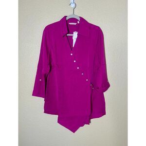 NWT Soft Surroundings Asymmetrical Wrap Tunic Lyocell Top Medium $98 Retail